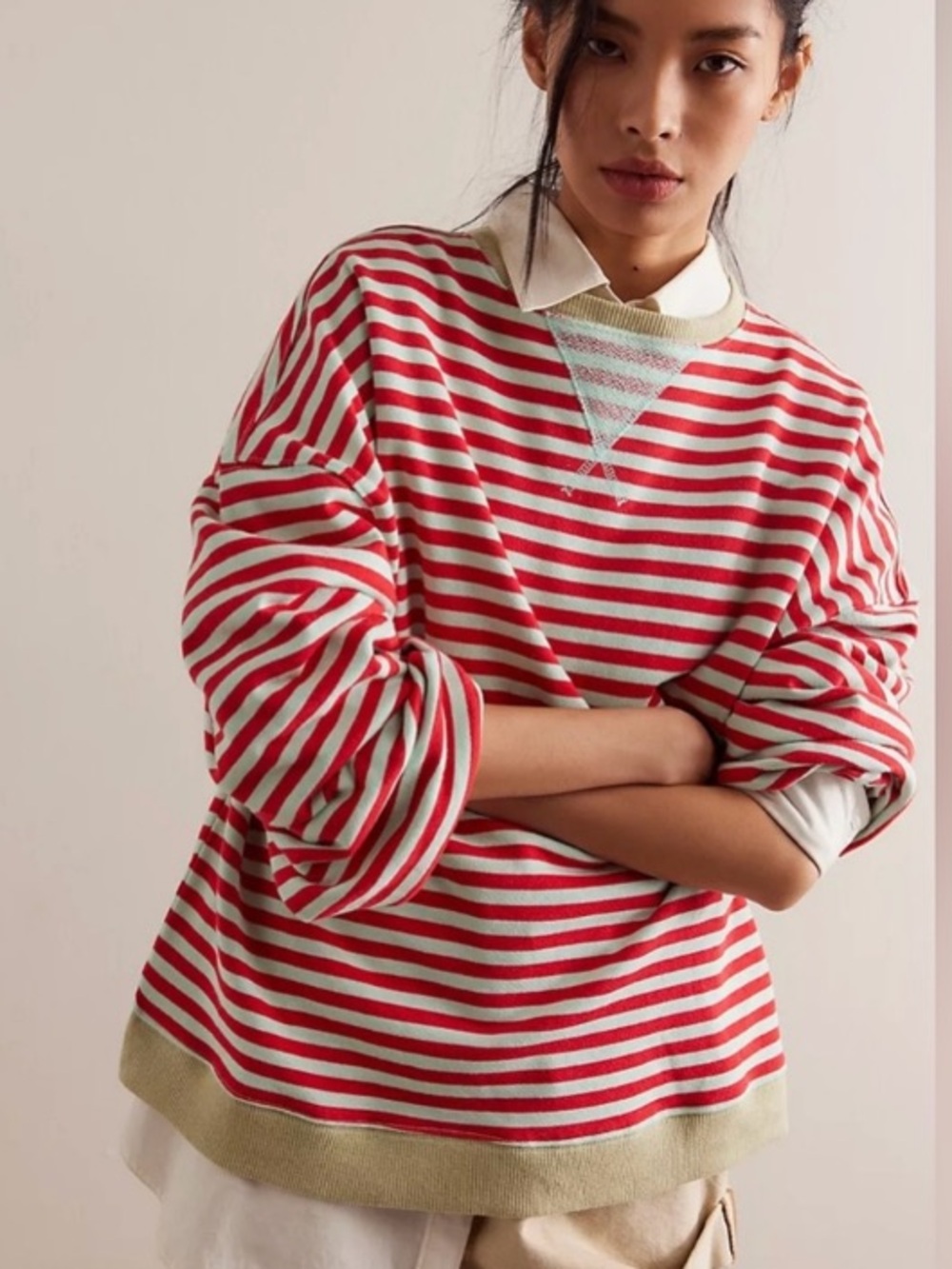 Red and White Striped Sweatshirt